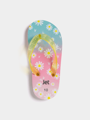 Jet Older Girls Cerise Daisies Flip Flops