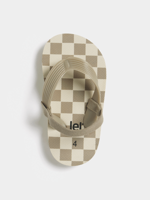 Jet Younger Boys Natural Checkered Flip Flops