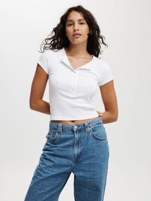 Women's Cotton On White Christy Henley T-shirt