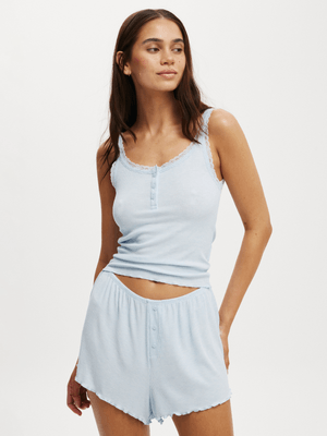 Women's Cotton On Blue Sleepy Rib Henley Tank