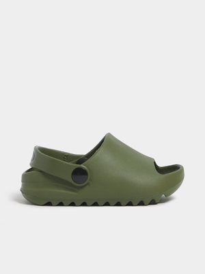 Jet Younger Boys Olive Green Chunky Slides