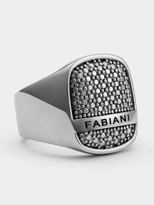 Fabiani Silver Plated Stainless Steel Illusion Stone Men’s Ring