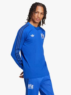 Mens adidas Manchester United George Best Long Sleeve Blue Jersey