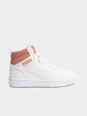 Womens Puma Rebound V6 White/Peach Sneaker