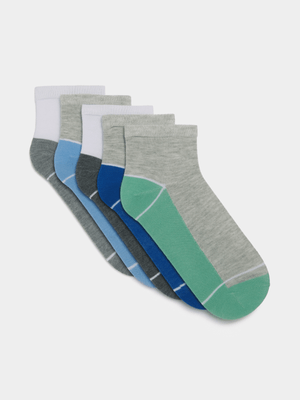 Jet Older Boys Multicolour 5 Pack Low Cut Socks