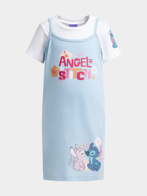 Jet Younger Girls Blue Angel & Stitch Dress