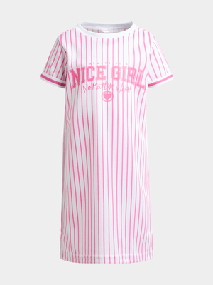 Jet Younger Girls Pink/White Stripe Dress