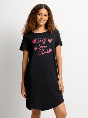 Jet Women's Black Self Love Club Sleepshirt