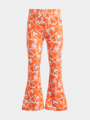 Jet Younger Girls Orange/White Flare Leggings