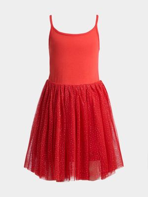 Older Girl's Red Tulle Party Dress