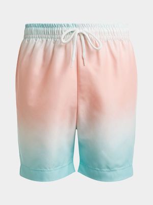 Younger Boy's Pink & Blue Ombre Swim Shorts