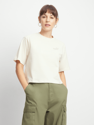 Womens Puma Foil Logo Oversized Stone Tee