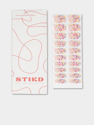 STIKD Pink With Confetti Dots Semi Cured Gel Nail Stickers