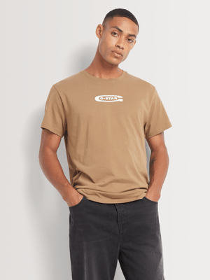 G-Star Men's Old Skool Back Print Brown T-Shirt