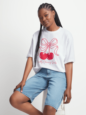 Jet Women's White Cherries Graphic Tee