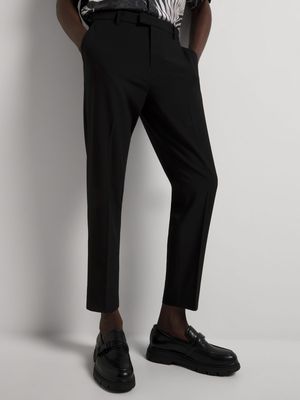 Men's Markham Smart Flat Front Slim Tapered Black Trouser