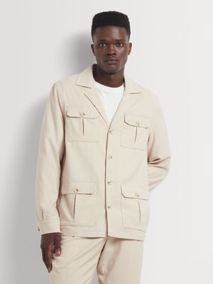 Men's Markham Slim Linen Utility Stone Jacket