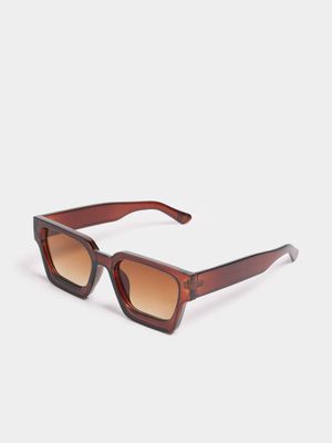 Men's Relay Jeans Square Frame Brown Sunglasses