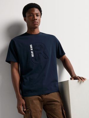 Men's Relay Jeans Regular Embossed Navy T-Shirt