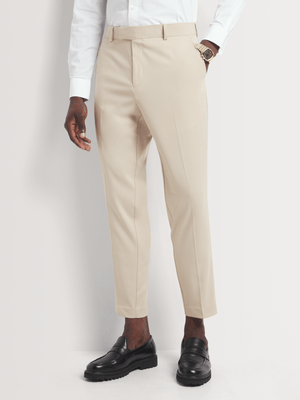 Men's Markham Smart Flat Front Slim Tapered Stone Trouser