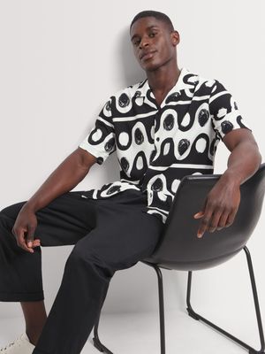 Men's Markham Printed Crinkle Wave Black/White Shirt