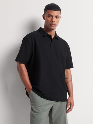 Men's Markham Textured Relaxed Fit Black Golfer