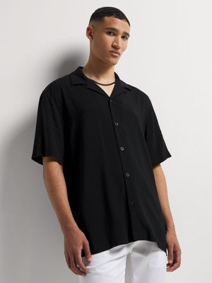 Men's Markham Plain Viscose Black Shirt