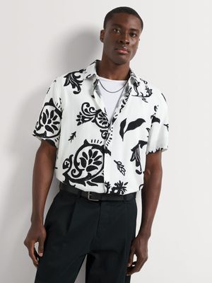 Men's Markham Printed Viscose Bandana White/Black Shirt