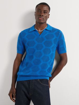 Men's Markham Knitwear Revere Geo Blue Crochet