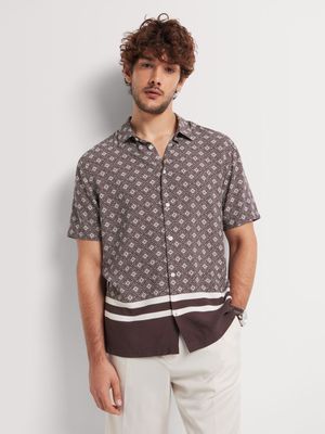 Men's Markham Printed Artisinal Border Viscose Shirt: