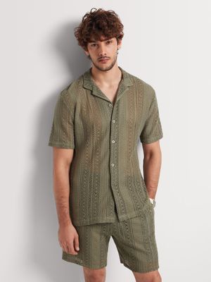 Men's Markham Textured Co-ord Crochet Fatigue Shirt