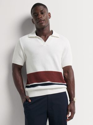 Men's Markham Revere Colourblock Whit Knitwear Golfer