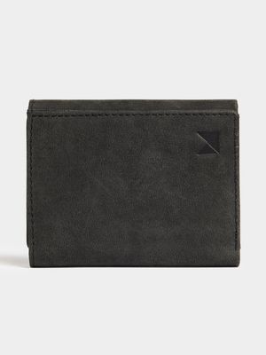 Men's Markham Distressed Leather Foldover Black Wallet