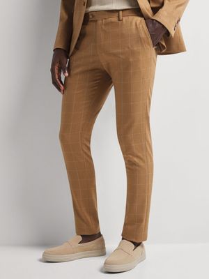 Men's Markham Skinny Pane Check Camel/Milk Trousers