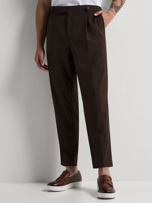 Men's Markham Smart Slim Pleated Tapered Brown Trouser