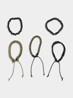 Men's Markham Woven Parachord  Green Beaded Bracelet Pack