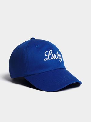 Men's Markham Slogan "Lucky" Dad Cobalt Peak Cap