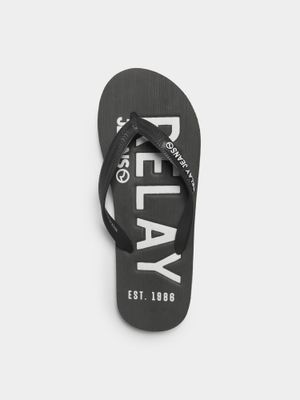 RJ Bold Lines Flip Flop Grey & White