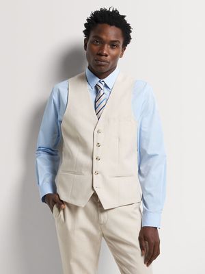 Men's Markham Slim Linen Stone Waistcoat