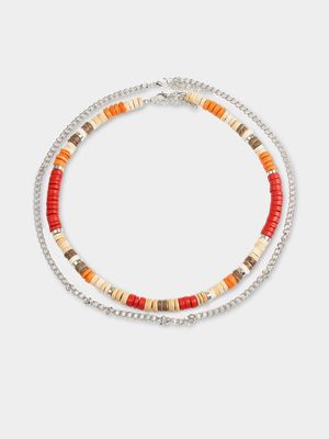 Men's Markham Multi Beaded Silver Necklace