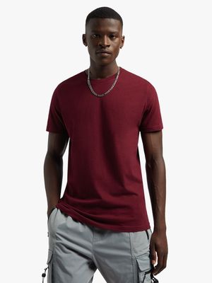 Men's Markham Crewneck Basic Burgundy T-Shirt