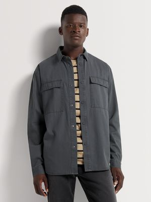 Men's Markham Washed Twill Charcoal Overshirt