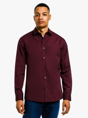 MKM Burgundy Smart Slim Fit Shirt