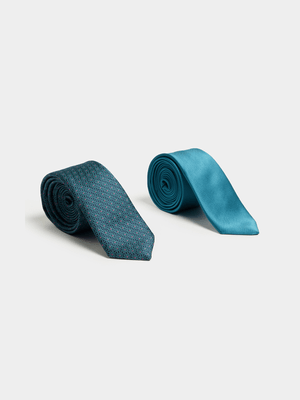 MKM Teal 2pk Micro Floral Print Ties