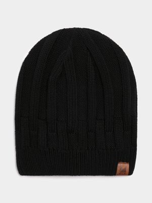 Men's Markham Cotton Rib Black Beanie