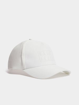 Men's Relay Jeans Basic 5 Panel with Silione Print White Peak Cap