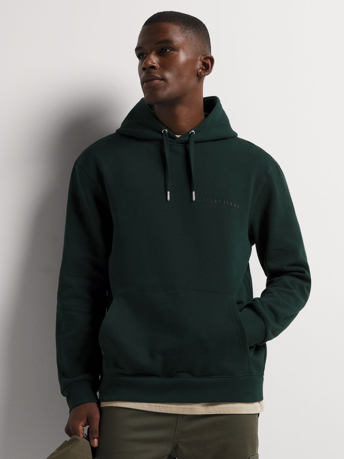 Men s Relay Jeans Basic Forest Green Hoodie Bash