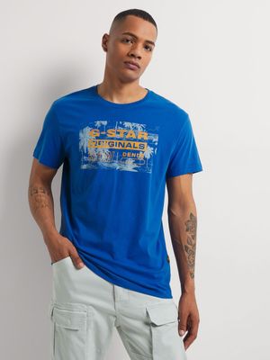 G-Star Men's Framed Palm Originals Radar Blue T-Shirt