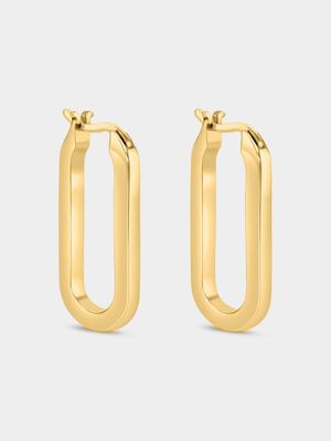 Gold Plated Sterling Silver Paperclip Link Hoop Earrings