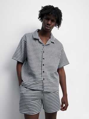 Men's Black & White Checker Co-Ord  Shirt